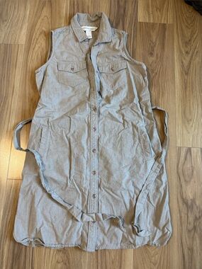 Light Tan Button-Front Sleeveless mini dress